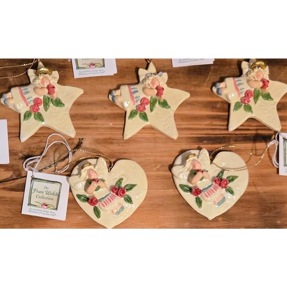 Midwest of Cannon Falls Angel Christmas Ornaments Fran Welch Collection Lot Of 5